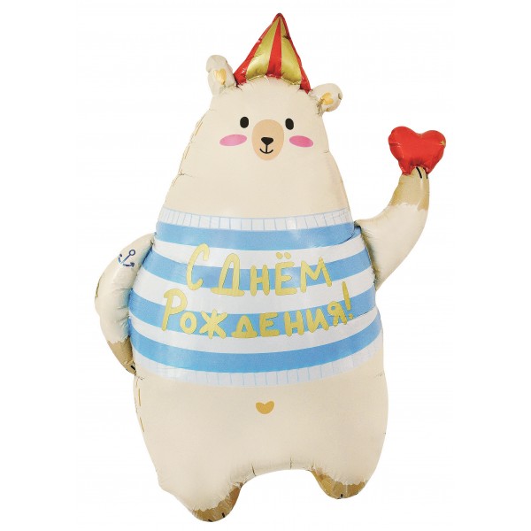 Шар фигура Мишка в тельняшке с сердцем